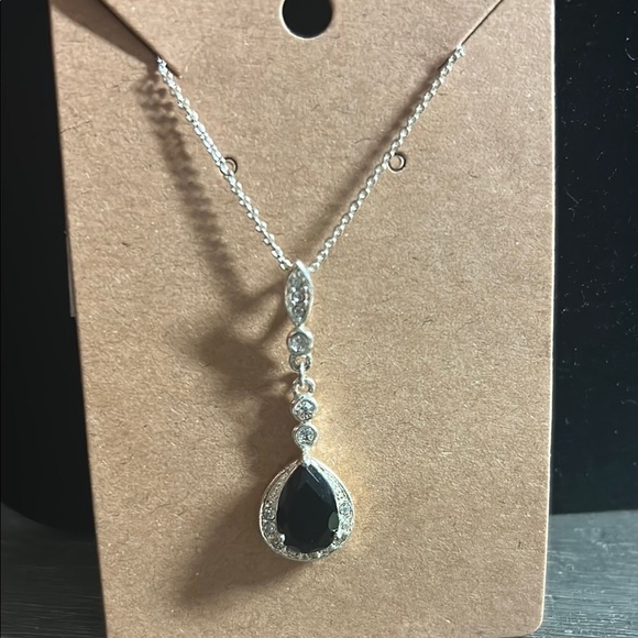 Elegant Silver and Black Pendant Necklace - Picture 1 of 2